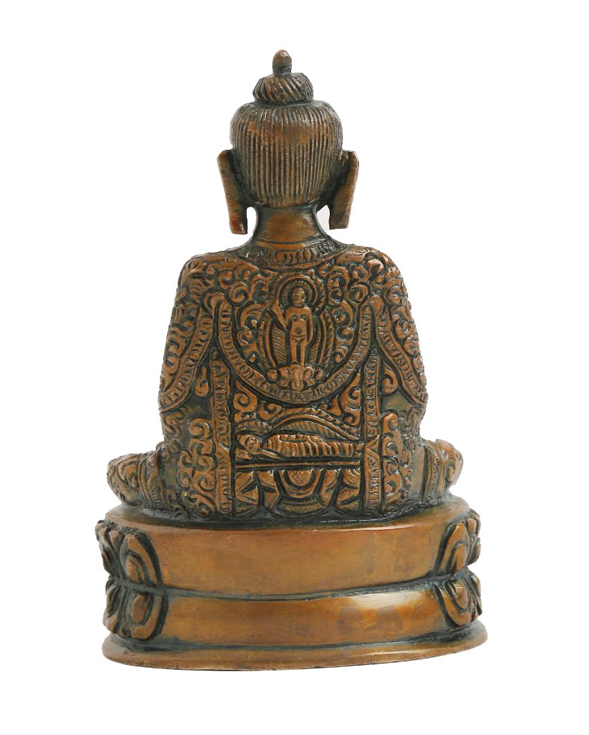 Antique Brown Finish Brass Buddha Statue Showpiece