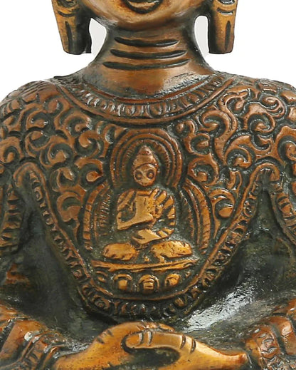 Antique Brown Finish Brass Buddha Statue Showpiece