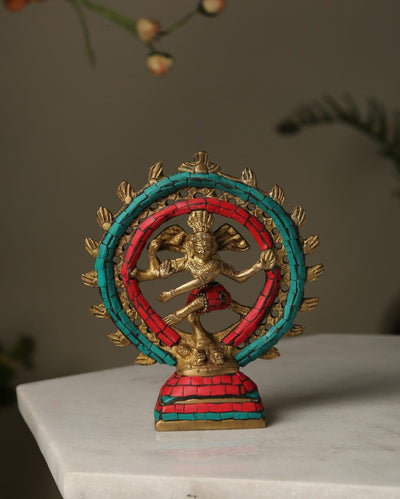 Stone Detailing Brass Natraj Showpiece