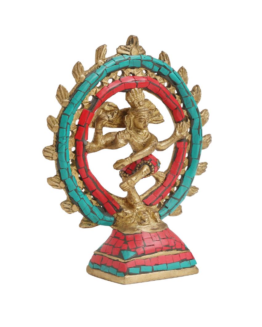 Stone Detailing Brass Natraj Showpiece