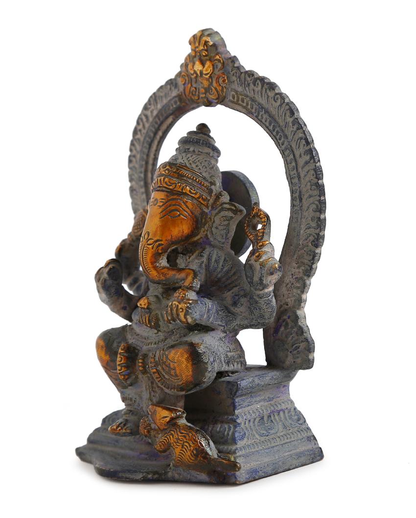 Antique Green Look Brass Ganesha Accent Showpiece