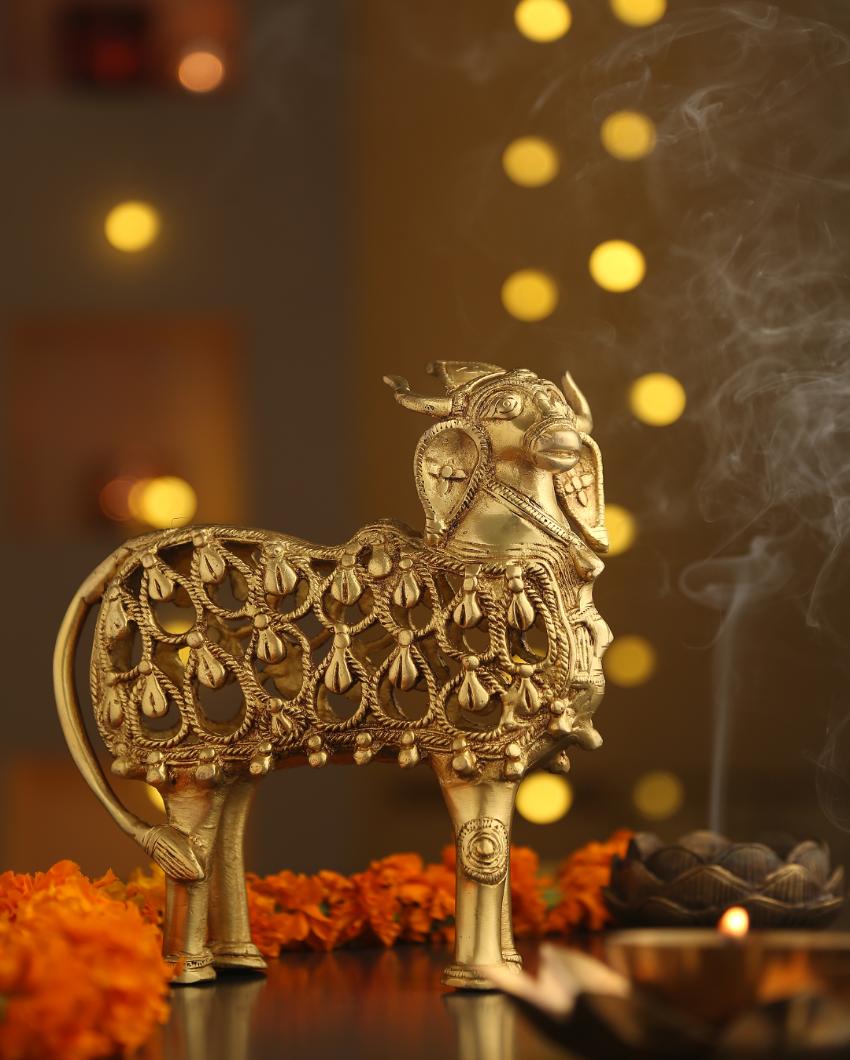 Unique Brass Dhokra Cow Showpiece