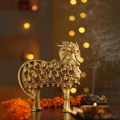 Unique Brass Dhokra Cow Showpiece