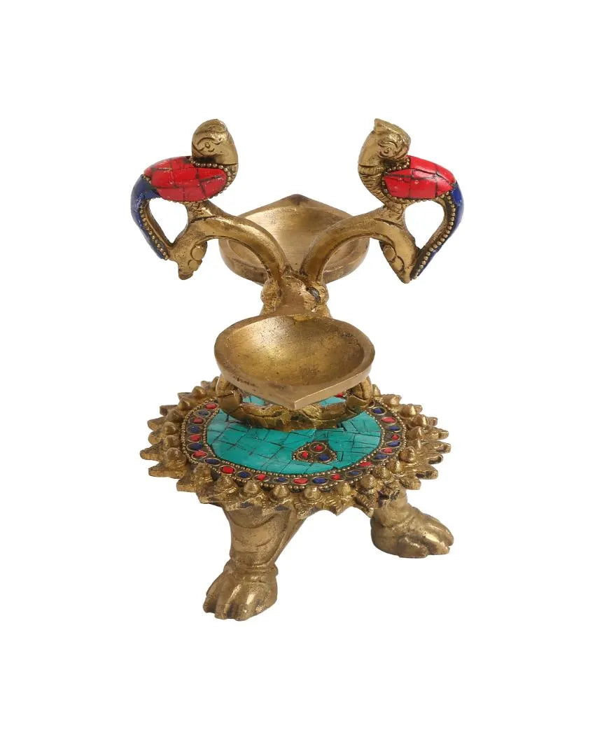 Stones & Stand Brass Bird Lamp