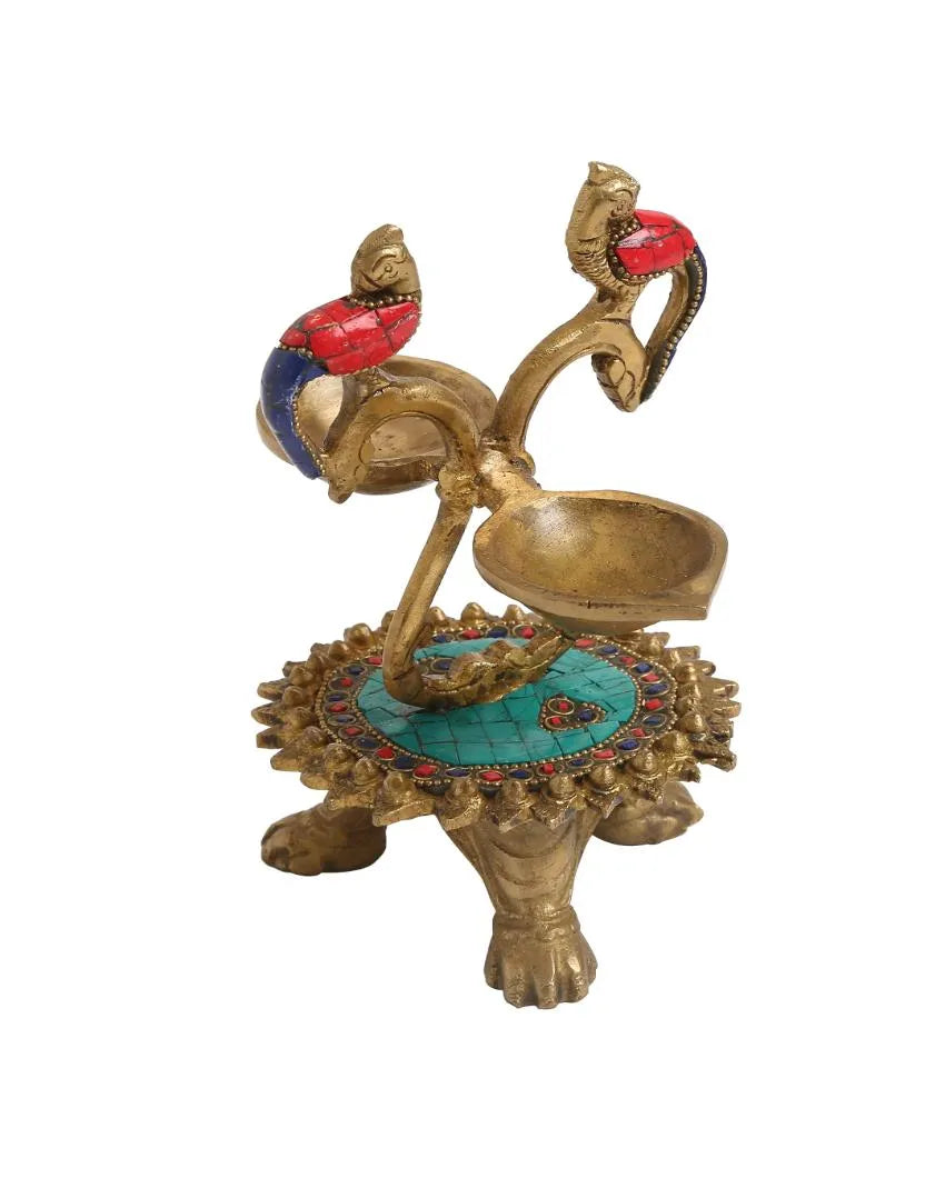 Stones & Stand Brass Bird Lamp