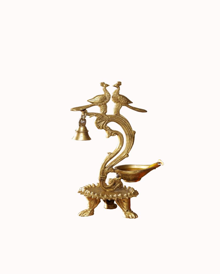 Two Peacock Bell Lamp Diya