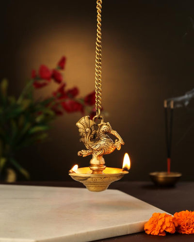 Three Side Lamp Bird Hanging Diya