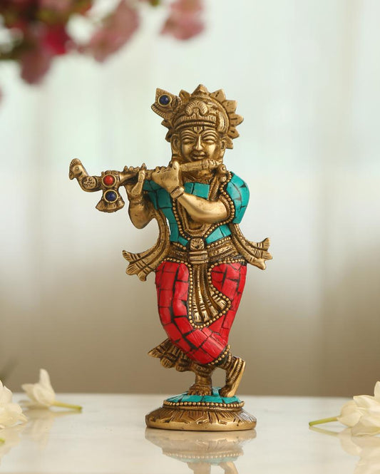 Krishna with Stone Work Showpiece