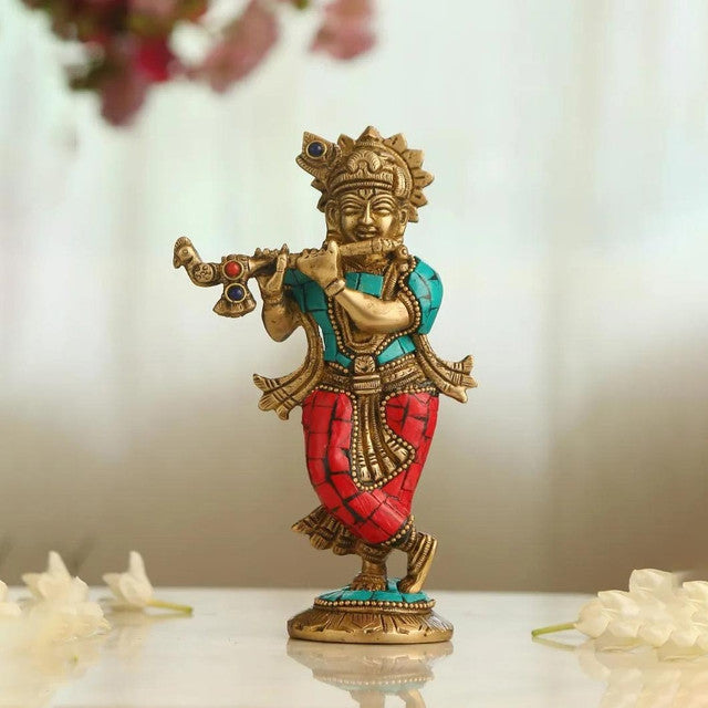 Stone Work Krishna Showpiece