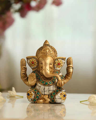 Ganesha In White Stone Showpiece