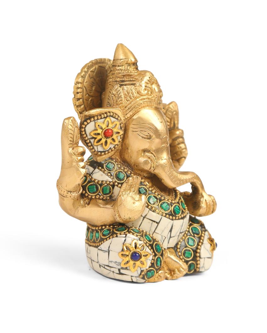 Ganesha In White Stone Showpiece