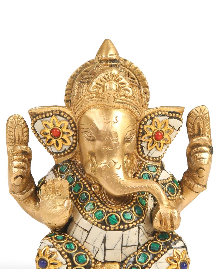 Ganesha In White Stone Showpiece