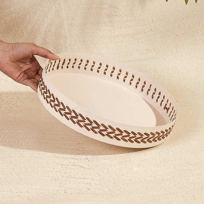 Trendy Round Serving Tray Ivory