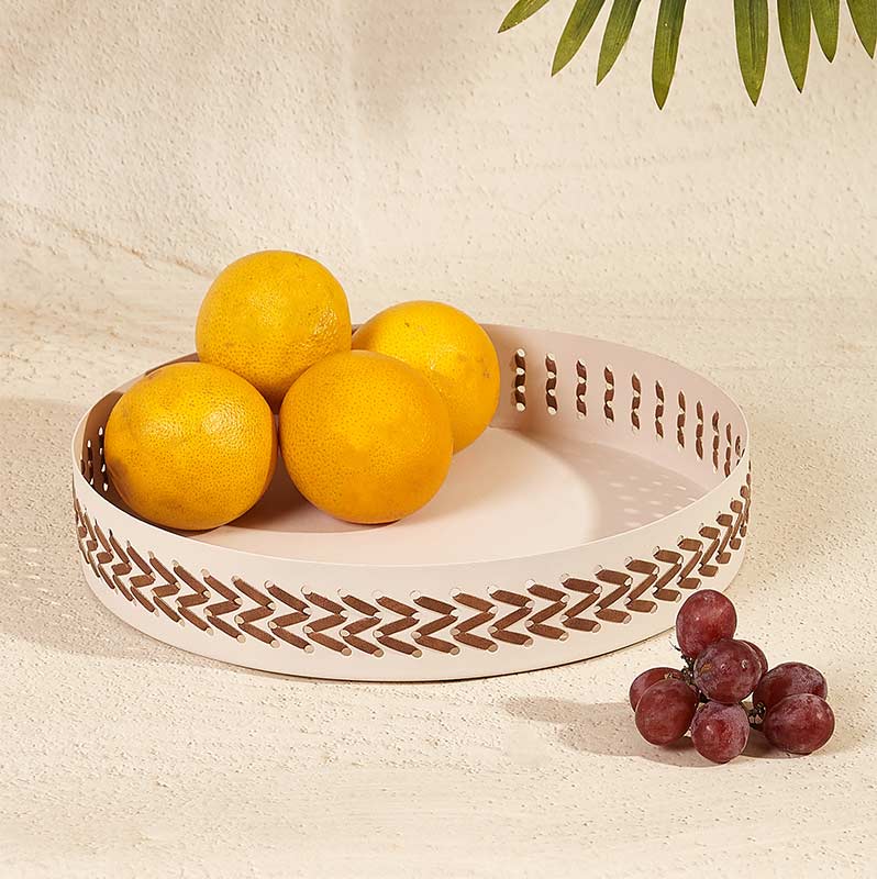 Trendy Round Serving Tray Ivory