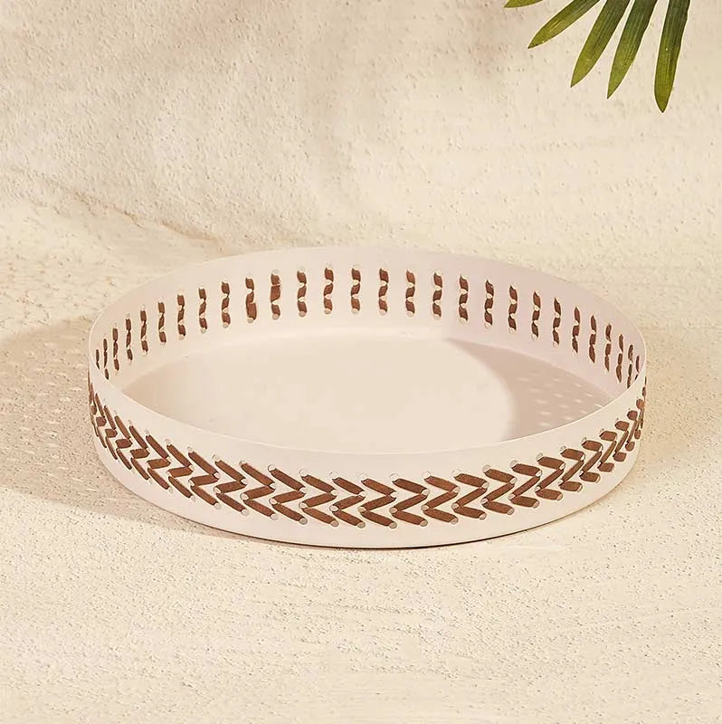 Trendy Round Serving Tray Ivory