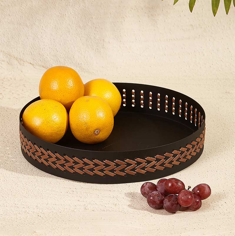 Trendy Round Serving Tray Charcoal