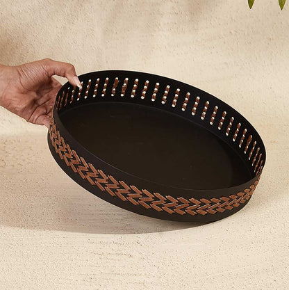 Trendy Round Serving Tray Charcoal