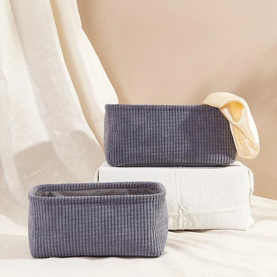 Ribbed Velvet Basket Grey