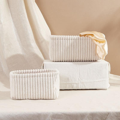 Ribbed Velvet Basket White