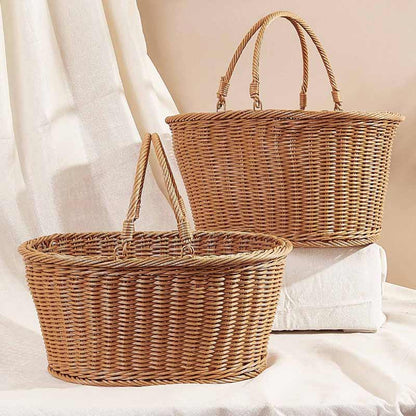Oval shaped Rattan Plastic Basket | Set of 2