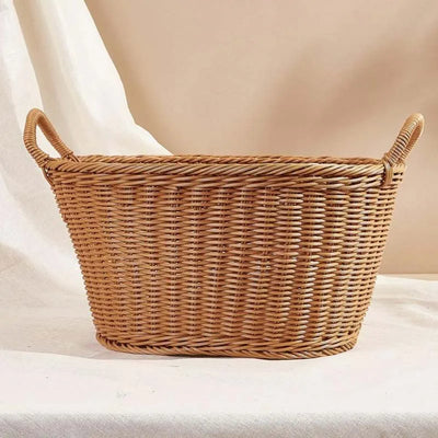 Oval Shaped Small Rattan Design Plastic Basket 10 Inches