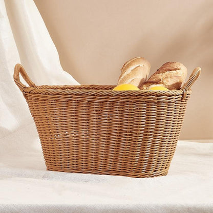Oval Shaped Small Rattan Design Plastic Basket 10 Inches
