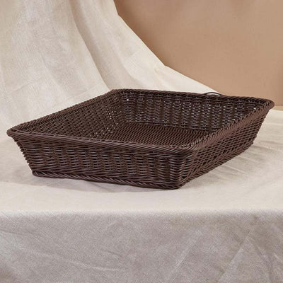 Brown Small Plastic Rattan Storage Tray Default Title