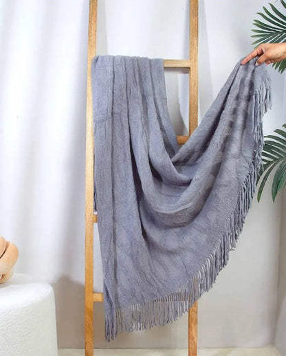 Knitted Cable Cotton Throw Grey