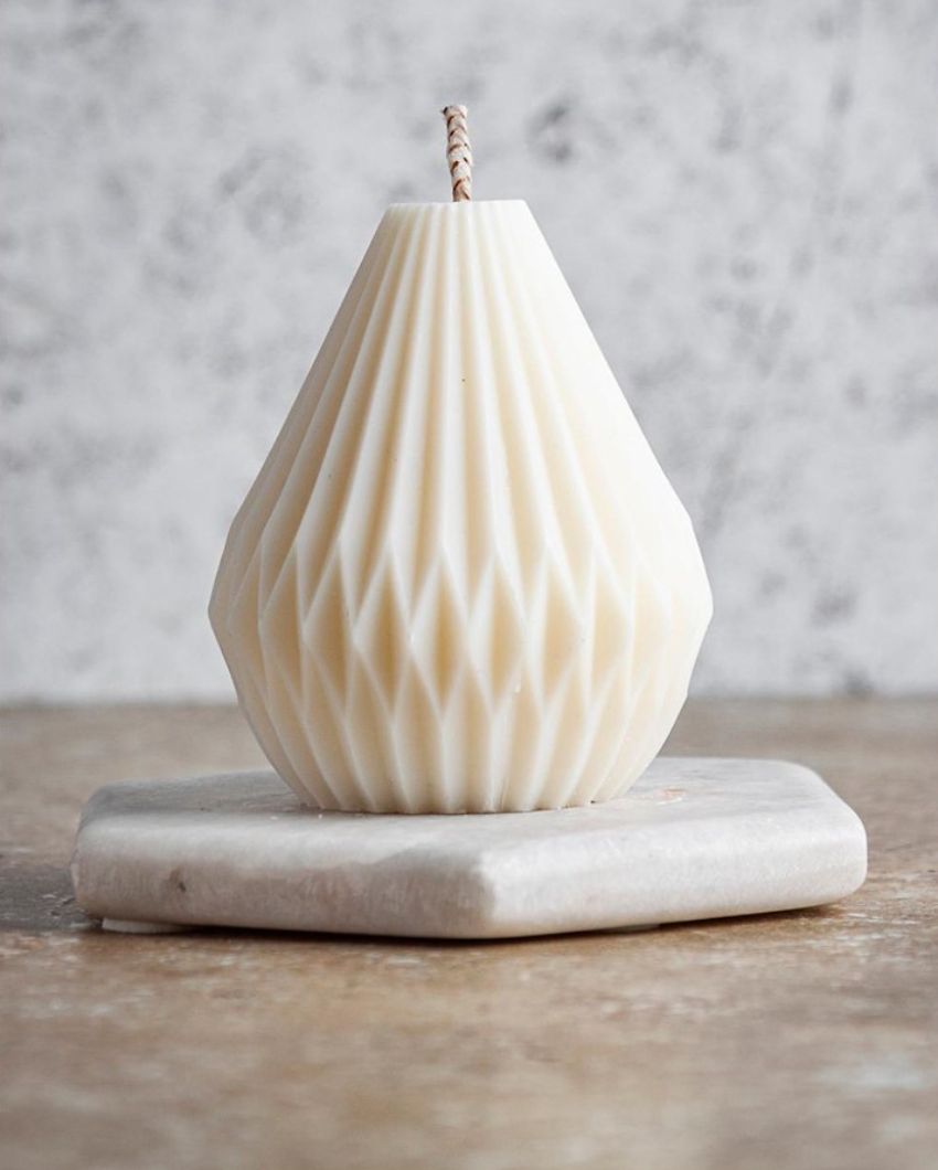Bell Geometric Small Candles | Set of 2 White