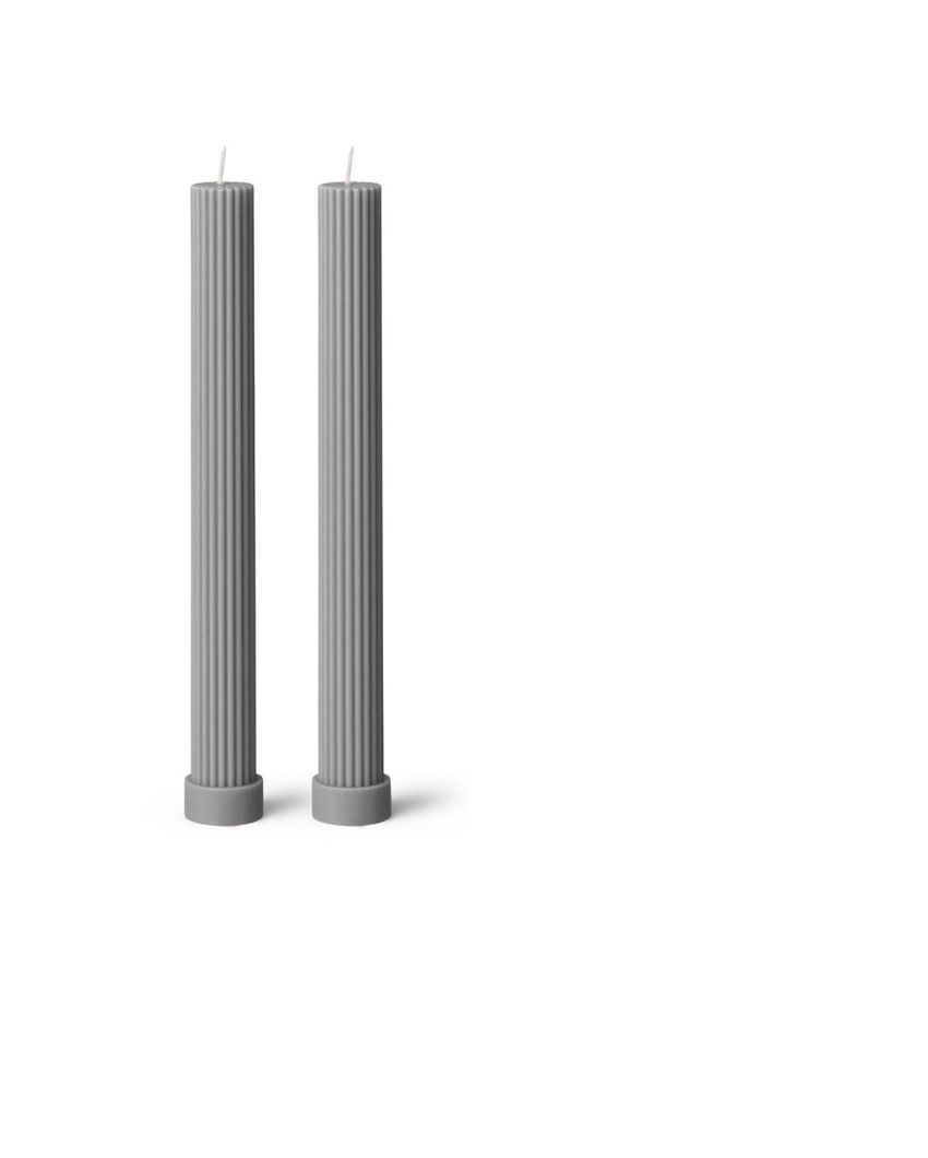 Greek Pillar Candles | Set Of 2 Grey