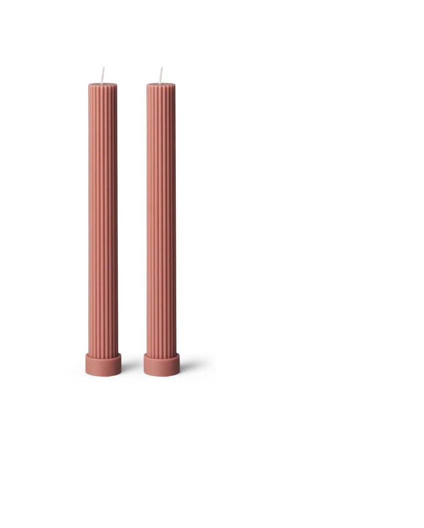 Greek Pillar Candles | Set Of 2 Pink