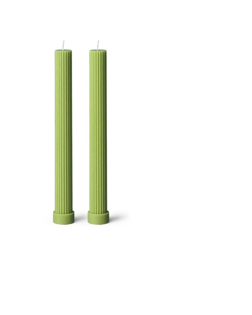 Greek Pillar Candles | Set Of 2 Green