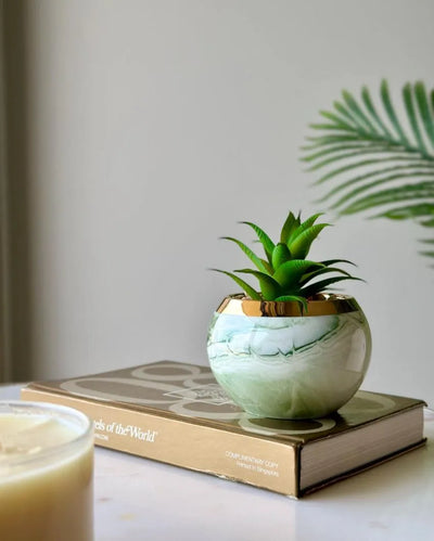 Artificial Pineapple Succulent With Ceramic Pot | 5 inches