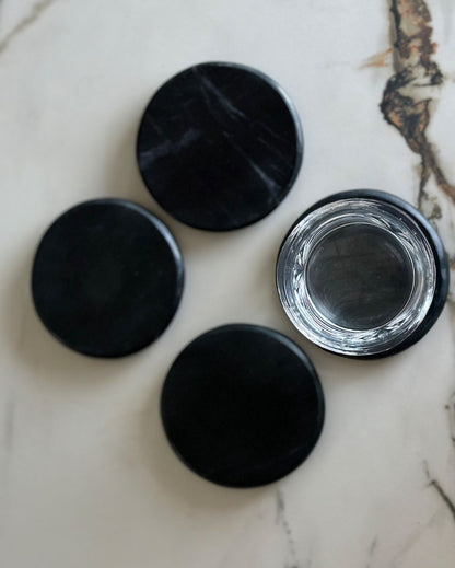 Auric Black Marble Coasters | Set Of 4