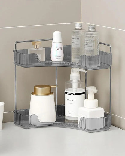 Two Tier Corner Cosmetic Storage Plastic Rack