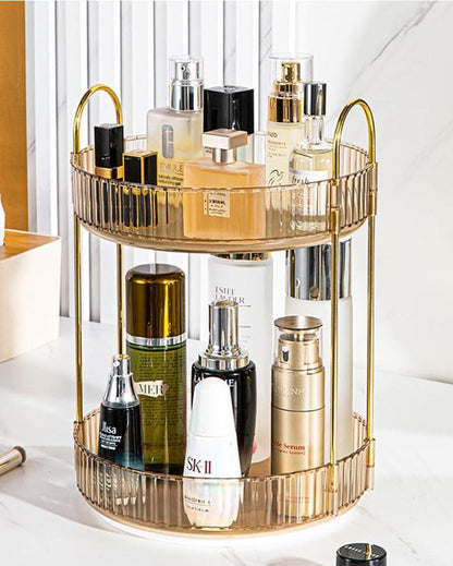 Two Tier Rotating Makeup Plastic Organiser