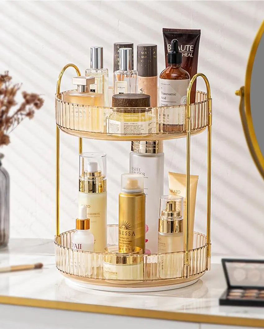 Two Tier Rotating Makeup Plastic Organiser