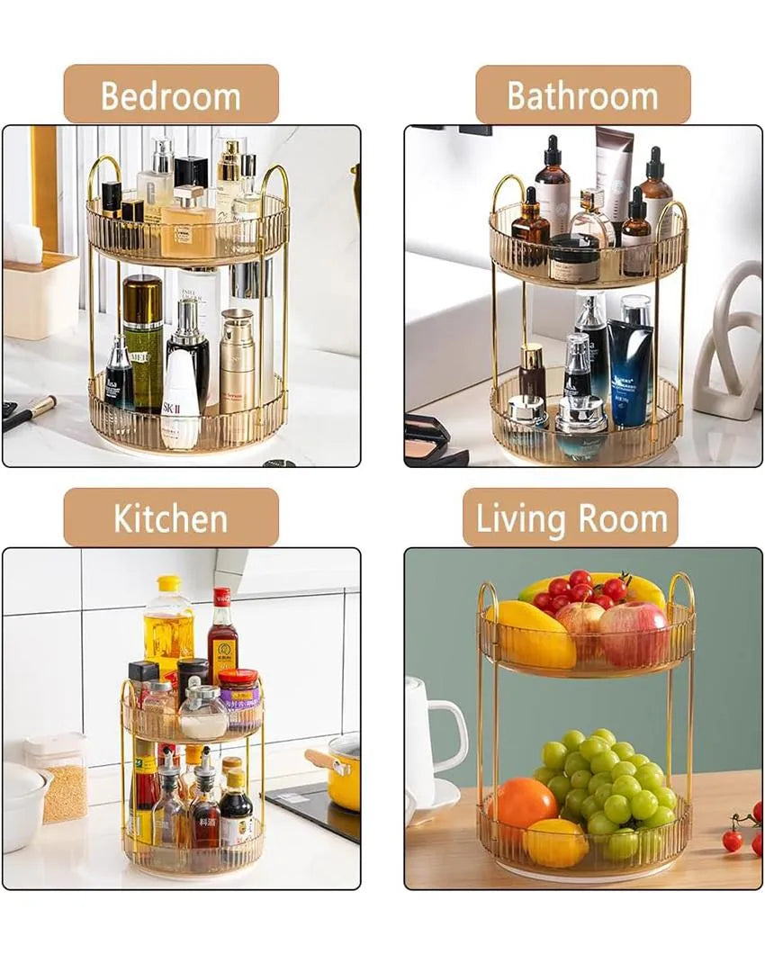 Two Tier Rotating Makeup Plastic Organiser