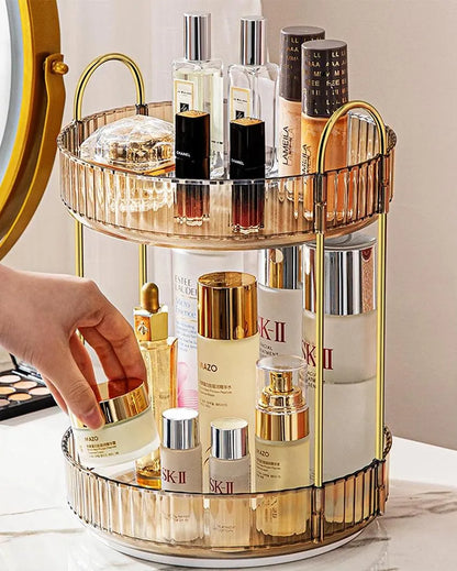 Two Tier Rotating Makeup Plastic Organiser