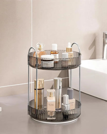 Two Tier Rotating Makeup Plastic Organiser