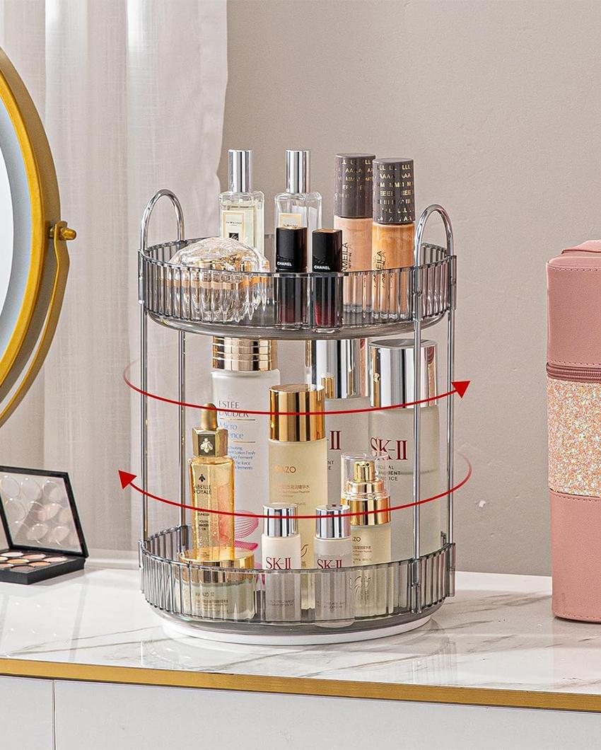 Two Tier Rotating Makeup Plastic Organiser