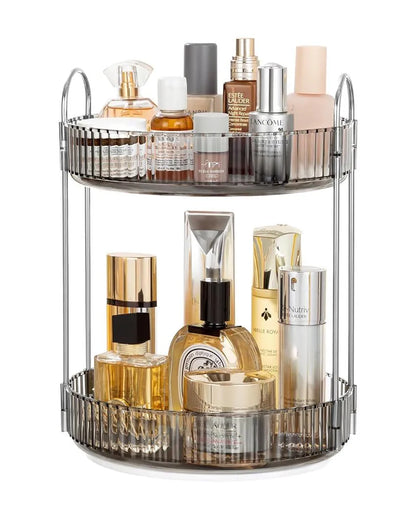 Two Tier Rotating Makeup Plastic Organiser