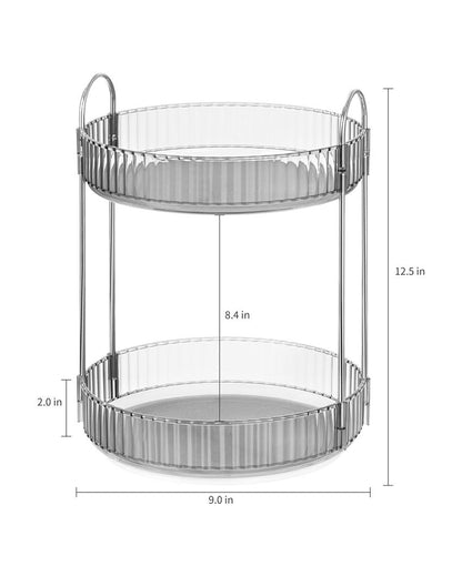 Two Tier Rotating Makeup Plastic Organiser