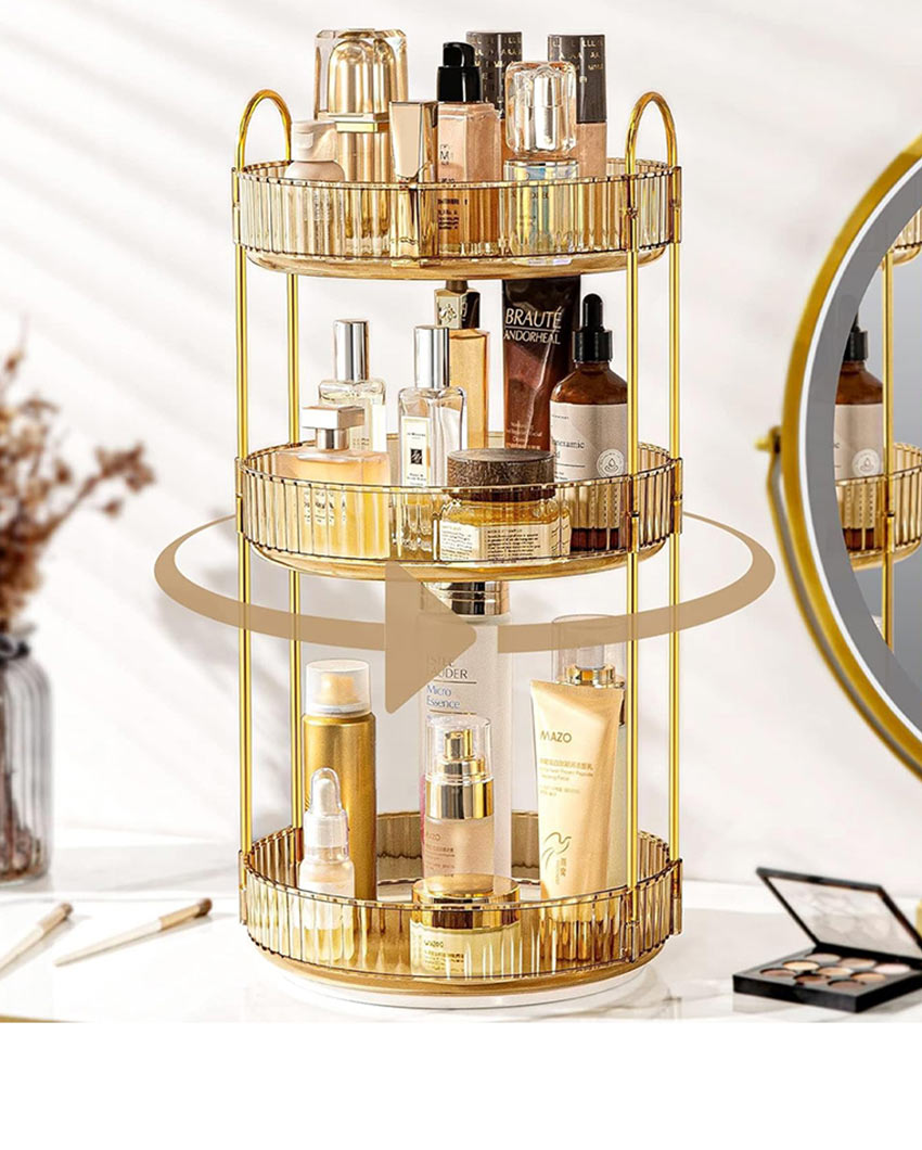 Three-Tier Rotating Makeup Organizer