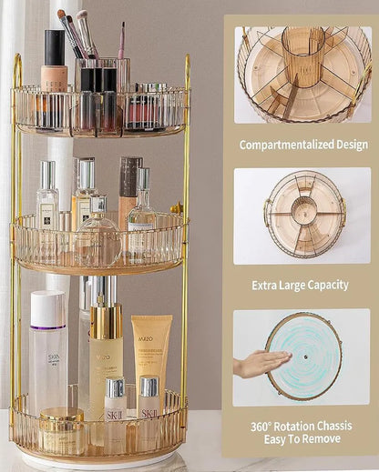 Three-Tier Rotating Makeup Organizer