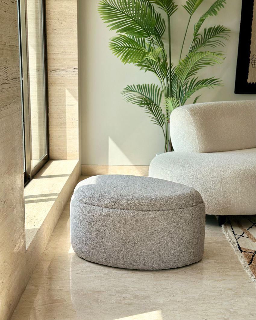 Pebble Boucle Pouffe with Storage