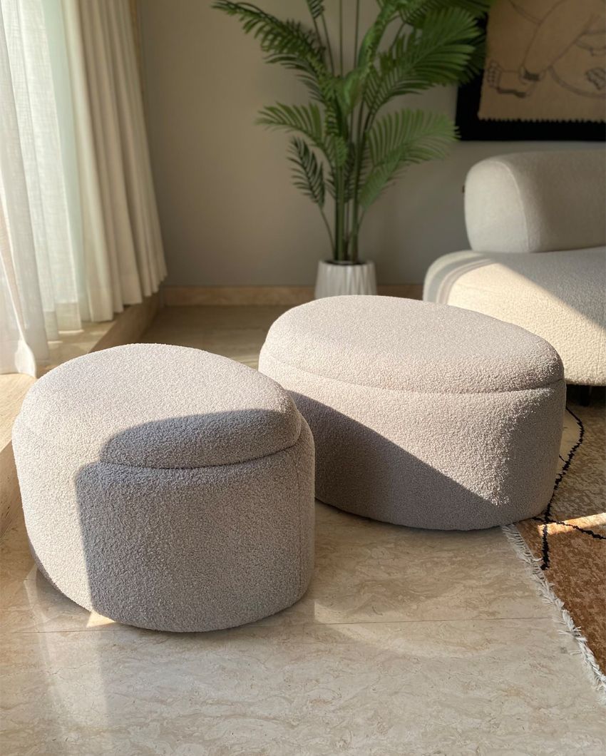 Pebble Boucle Pouffe with Storage