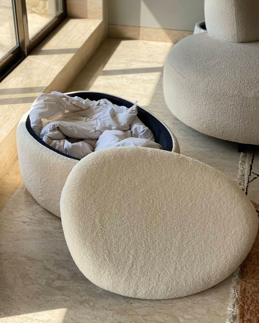 Pebble Boucle Pouffe with Storage