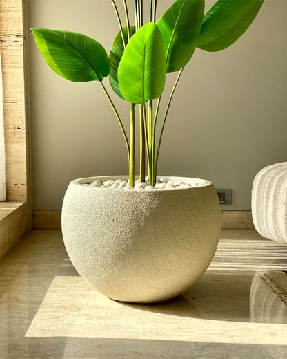 Lithos Large Ivory Fiber Glass Planter | Ivory