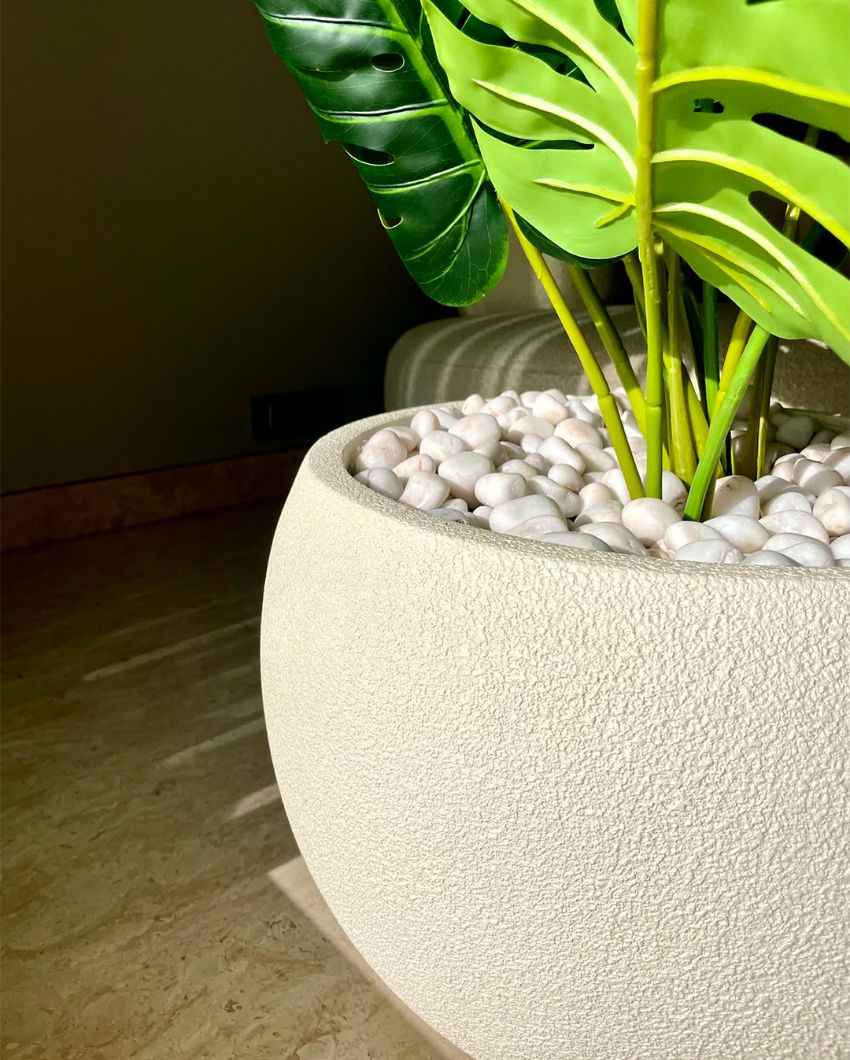 Lithos Large Ivory Fiber Glass Planter | Ivory